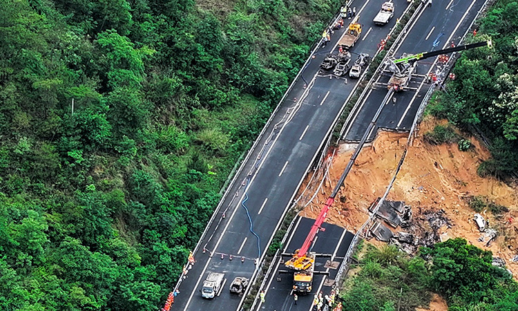 Highway collapse in China's Guangdong province leaves at least 24 dead