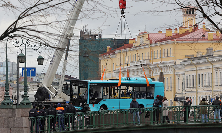 Three passengers killed as bus crashes into river in Russia's St Petersburg