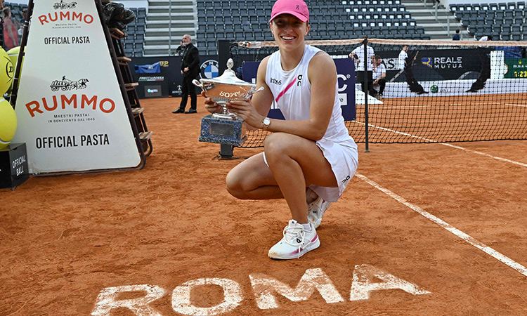 Top-ranked Swiatek routs Sabalenka to win third Rome title