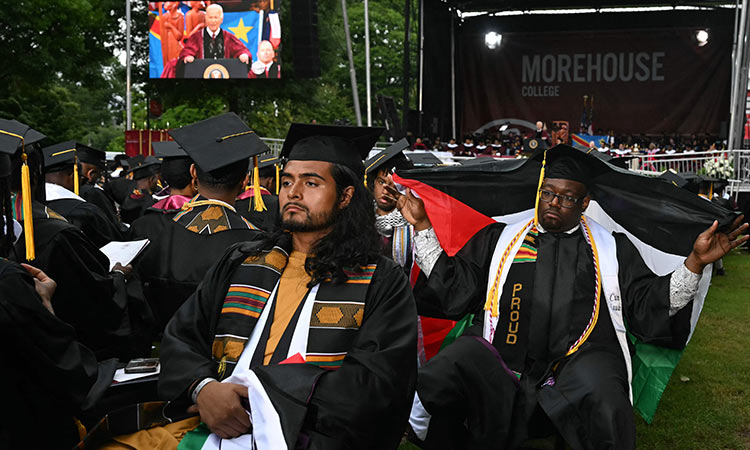 Biden calls Gaza 'humanitarian crisis,' some Morehouse graduates turn their backs