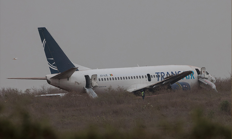 Boeing 737 catches fire and skids off the runway at a Senegal airport