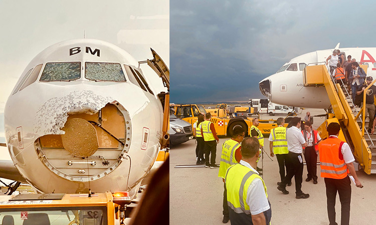 Hailstorms damage passenger plane’s nose and cockpit windows 