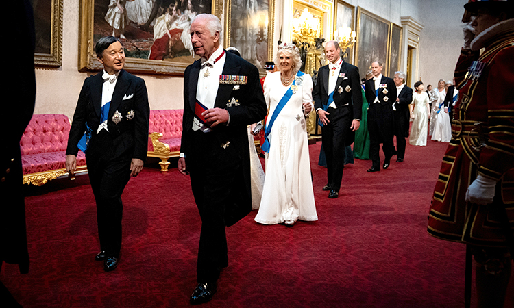 King Charles welcomes the visiting Japanese emperor