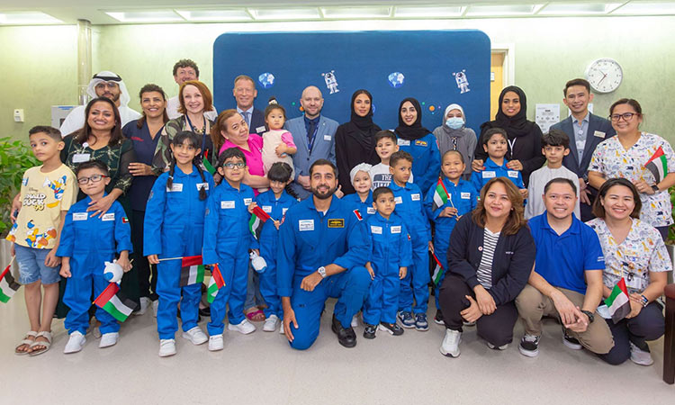 Kids with cancer tell Emirati astronauts they want to float in space or live on the moon