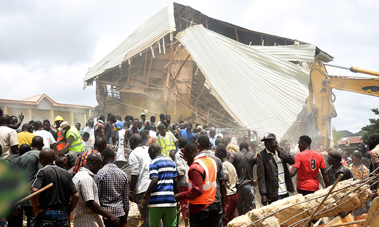 At least 22 dead after school building collapses in Nigeria