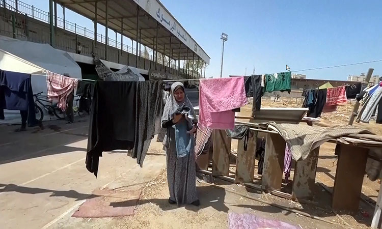 Gaza soccer stadium is now a shelter for thousands of displaced Palestinians