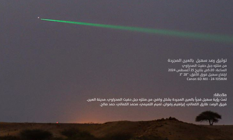 Emirati team spots Suhail star in UAE skies, marking end of peak summer