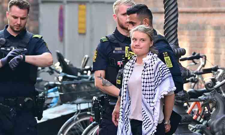 Activist Greta Thunberg detained by Danish police at pro-Palestinian protest