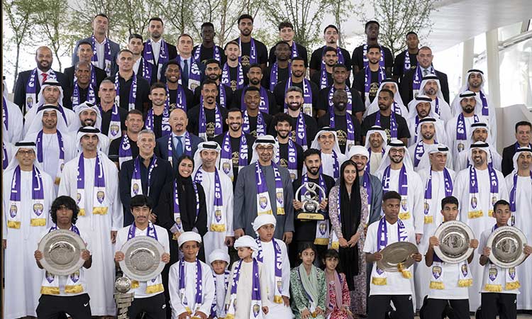 UAE President receives Al Ain Football Club team after their AFC Champions League victory